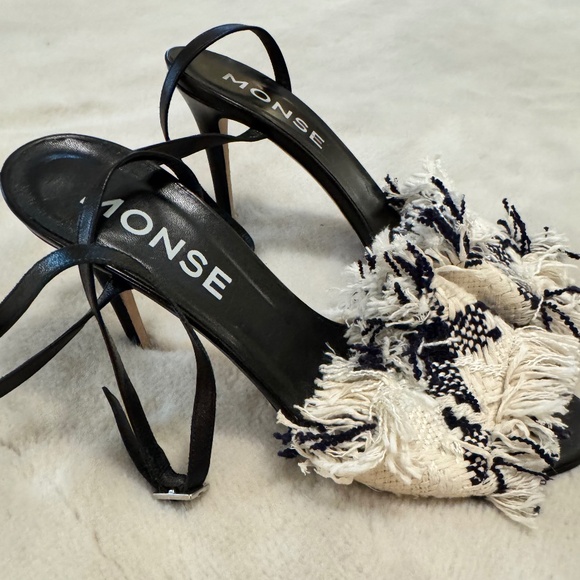 MONSE Strappy Tweed Fringe Sandals - Picture 3 of 7